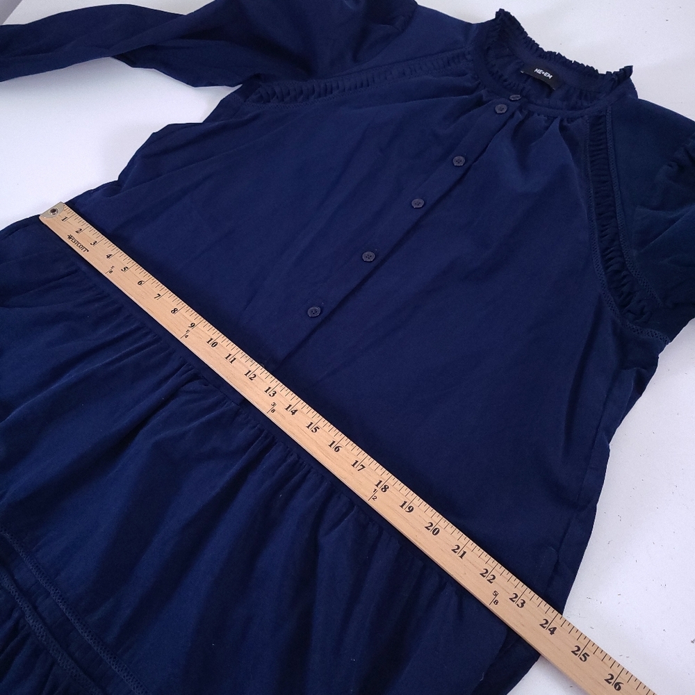 ME + EM Blue Corduroy Short Swing Dress Belt Size 12 - Picture 6 of 11